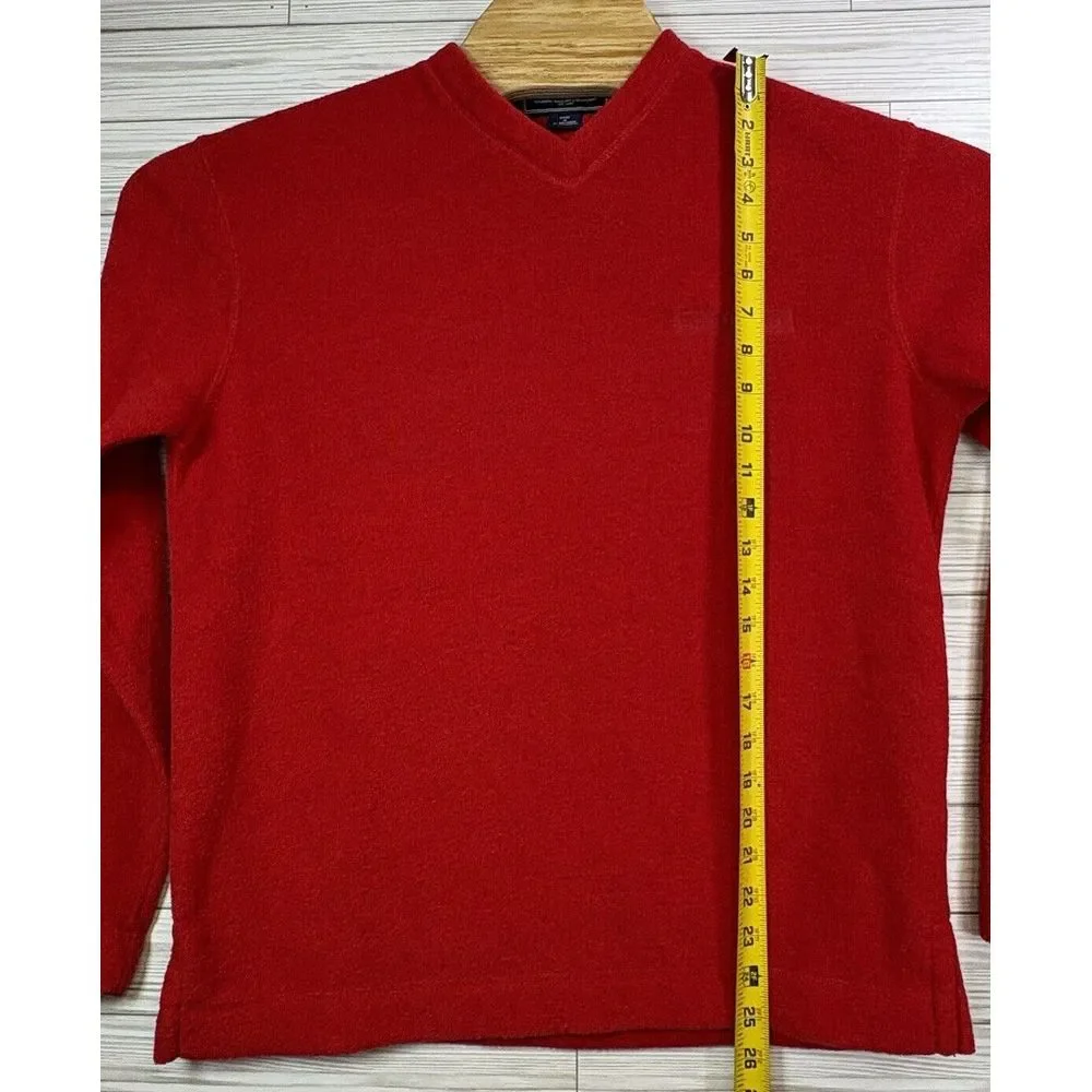 Polo Ralph Lauren Sport Men's Fleece Red Polyester Blend Pullover V-Neck Sz Sm‎
